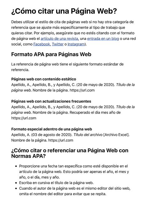 Cómo citar una página web en formato APA